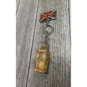 London England Flag Big Ben Keychain Charms Souvenir Gift Keyring Metal Gold